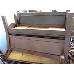 LOT OF 6 LARGE SOLID WOOD BENCHES W/ VINYL SEATS