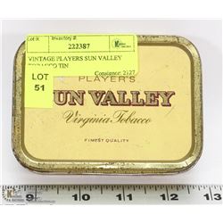 VINTAGE PLAYERS SUN VALLEY TOBACCO TIN