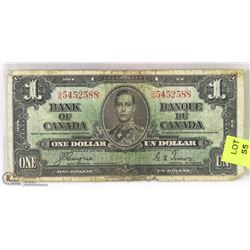 1937 CANADIAN $1.00 BILL.