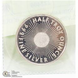SUNSHINE MINT HALF TROY OUNCE .999 SILVER COIN.