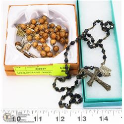 2 NEW ROSARIES - WOOD  AND BEEDED