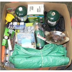 LARGE BOX FULL OF CAMPING/SURVIVAL GEAR