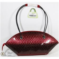 NEW RED SNAKESKIN STYLE PURSE WITH MATCHING