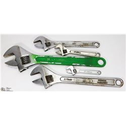 5 CRESENT ADJUSTABLE WRENCHES - VARIOUS SIZES