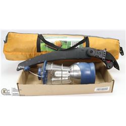 CAMPING LOT - GE ELECTRIC LANTERN, 3 PERSON TENT &