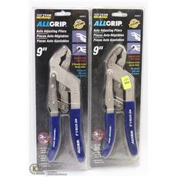 PAIR OF 9" ALL GRIP ADJUSTABLE PLIERS