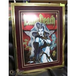 LARGE PROFESSIONALLY FRAMED LADY DEATH PRINT