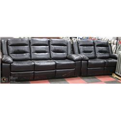 NEW BLACK LEATHERETTE RECLINING 82" SOFA WITH 62"