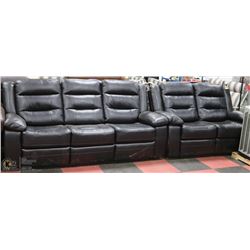 NEW BLACK LEATHERETTE RECLINING 82" SOFA WITH 62"