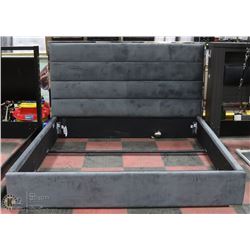 NEW KING SIZE CHROME AND MICROFIBRE BEDFRAME