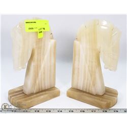 PAIR OF NATURAL STONE HORSE BOOKENDS