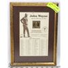 JOHN WAYNE COMMEMORATIVE GOLD EDITION FRAMED MEDAL