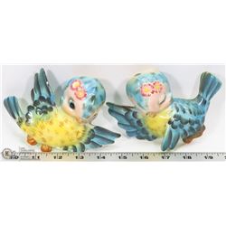 PAIR OF HANDPAINTED BIRD ORNAMENTS