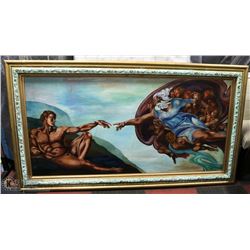 LARGE FRAMED MICHAEL ANGELO PAINTING