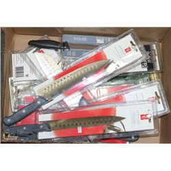 BOX OF NEW MOSTLY PC BRAND KNIVES