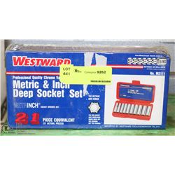 WESTWARD METRIC AND INCH DEEP SOCKET SET. TOOLS