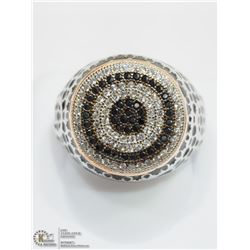 3) STERLING SILVER BLACK & WHITE CZ MENS RING