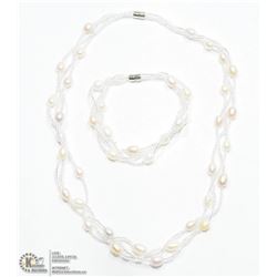 4) FRESHWATER PEARL NECKLACE & BRACELET SET