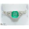 Image 1 : 5) 14K WHITE GOLD EMERALD AND DIAMOND RING