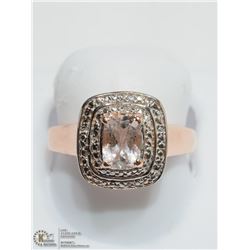 7) ST. SILVER ROSE-GOLD PLATED MORGANITE RING