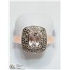 Image 1 : 7) ST. SILVER ROSE-GOLD PLATED MORGANITE RING