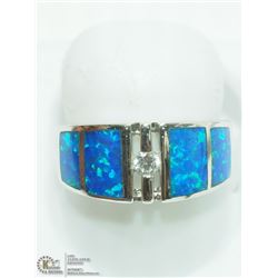 13) STERLING SILVER OPALITE MEN'S RING