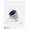 Image 2 : 16) ST.SILVER SAPPHIRE MENS CRYSTAL ACCENTED RING