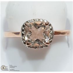 21) ST. SILVER ROSE-GOLD PLATED MORGANITE RING