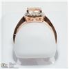 Image 3 : 21) ST. SILVER ROSE-GOLD PLATED MORGANITE RING