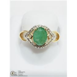 23) STERLING SILVER GOLD-PLATED EMERALD RING