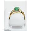 Image 3 : 23) STERLING SILVER GOLD-PLATED EMERALD RING