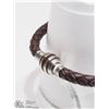 Image 3 : 24) STAINLESS STEEL LEATHER BRACELET WITH BEADS