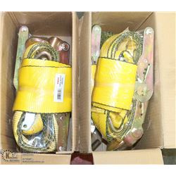 2 BOXES CONTAINING 4 HEAVY DUTY RATCHET TIE DOWN