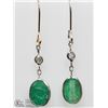 Image 1 : 32) 14K WHITE GOLD EMERALD AND DIAMOND EARRINGS