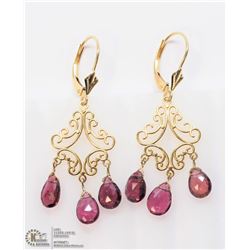 37) 14K GOLD TOURMALINE CHANDELIER STYLE EARRINGS