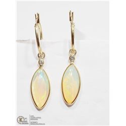 40) 14K YELLOW GOLD OPAL AND DIAMOND EARRINGS