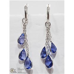 41) 14K WHITE GOLD TANZANITE FREE FLOW EARRINGS