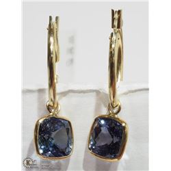 42) 14K YELLOW GOLD TANZANITE EARRINGS