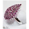 Image 2 : 46) STERLING SILVER RUBY TEAR SHAPED CLUSTER RING