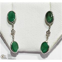 47) 14K WHITE GOLD EMERALD JOURNEY STYLE EARRINGS