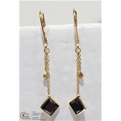 49) 14K Y. GOLD BLACK & WHITE DIAMOND EARRINGS