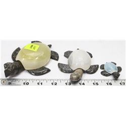 SET OF 3 ESTATE SOAPSTONE AND ALABASTER/ ONYX?