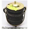 Image 1 : VINTAGE CAST IRON FIRE STARTER POT WITH BRASS