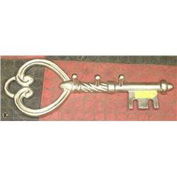 LARGE SILVER CAST METAL KEY WALL COAT RACK