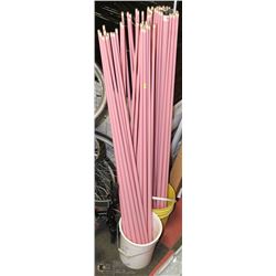 BUCKET OF PINK POOL CUES