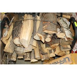 PATIO FIREWOOD HOLDER FULL OF WOOD