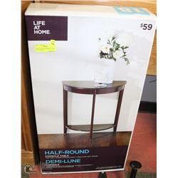 NEW HALF ROUND CONSOLE 2 TIER TABLE IN BOX