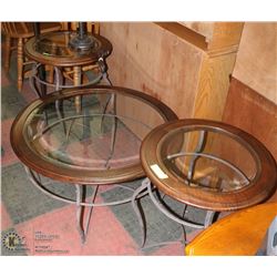 3 PC ROUND COFFEE TABLE SET MODERN DESIGN