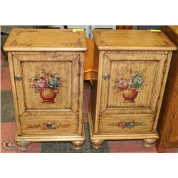 FLOWER DESIGN WOOD CABINET X2