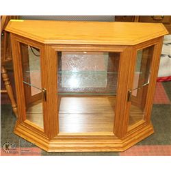 OAK CURIO CABINET WITH LIGHTS